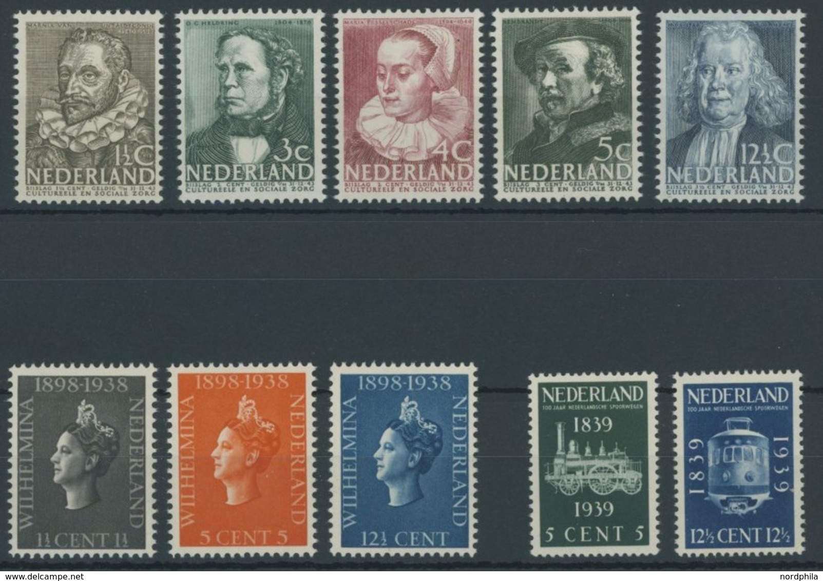 NIEDERLANDE 313-20,334/5 **, 1938/9, 3 Postfrische Prachtsätze, Mi. 77.- - Sonstige & Ohne Zuordnung