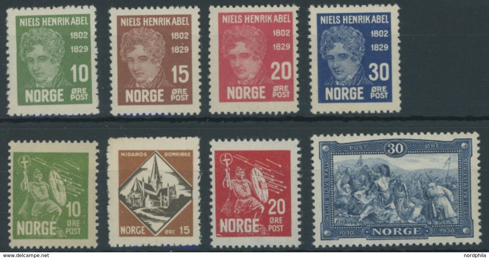 NORWEGEN 150-53,155-58 **, 1929/30, Abel Und König Olaf II, 2 Postfrische Prachtsätze, Mi. 100.- - Autres & Non Classés