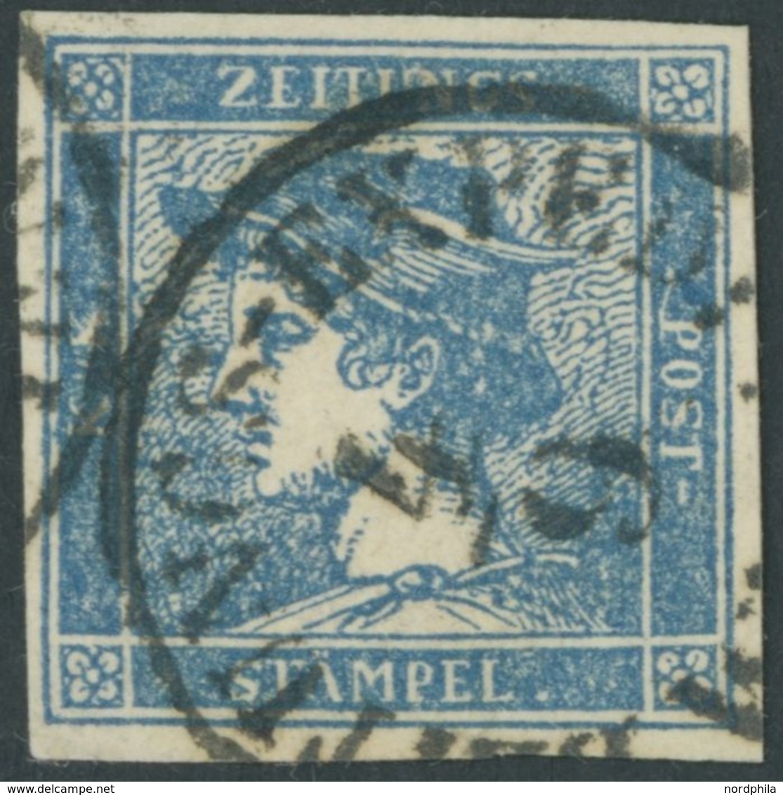 ÖSTERREICH BIS 1867 6I O, 1851, 0.6 Kr. Blau, Type Ib, K1 ZEITUNGS-EXPEDITION, Pracht - Gebruikt