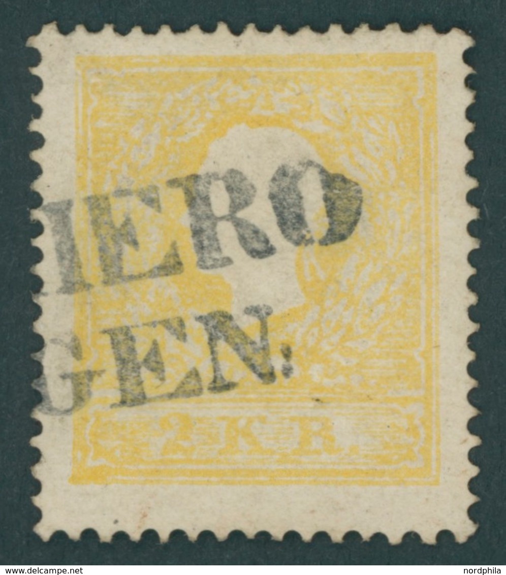 ÖSTERREICH BIS 1867 10Ia O, 1858, 2 Kr. Gelb, Type I, Kabinett, Fotobefund Dr. Ferchenbauer, Mi. 500.- - Used Stamps