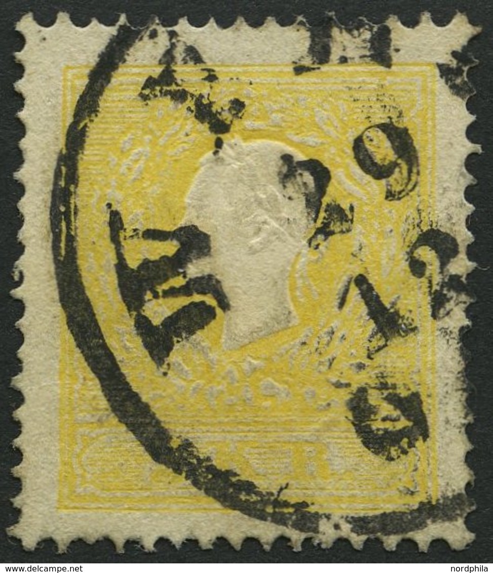 ÖSTERREICH 10IIa O, 1858, 2 Kr. Gelb, Type II, Kartonpapier 0.13 Mm, Pracht, Gepr. Dr. Ferchenbauer, Handbuch 125.- - Usados