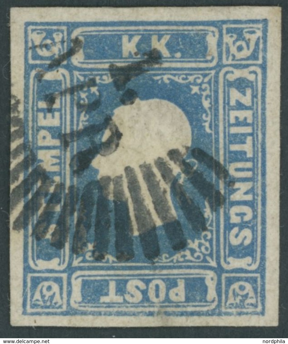 ÖSTERREICH BIS 1867 16a O, 1858, 1.05 Kr. Blau, Strahlenstempel Von WIEN, Pracht, Fotobefund Dr. Ferchenbauer, Mi. 700.- - Used Stamps