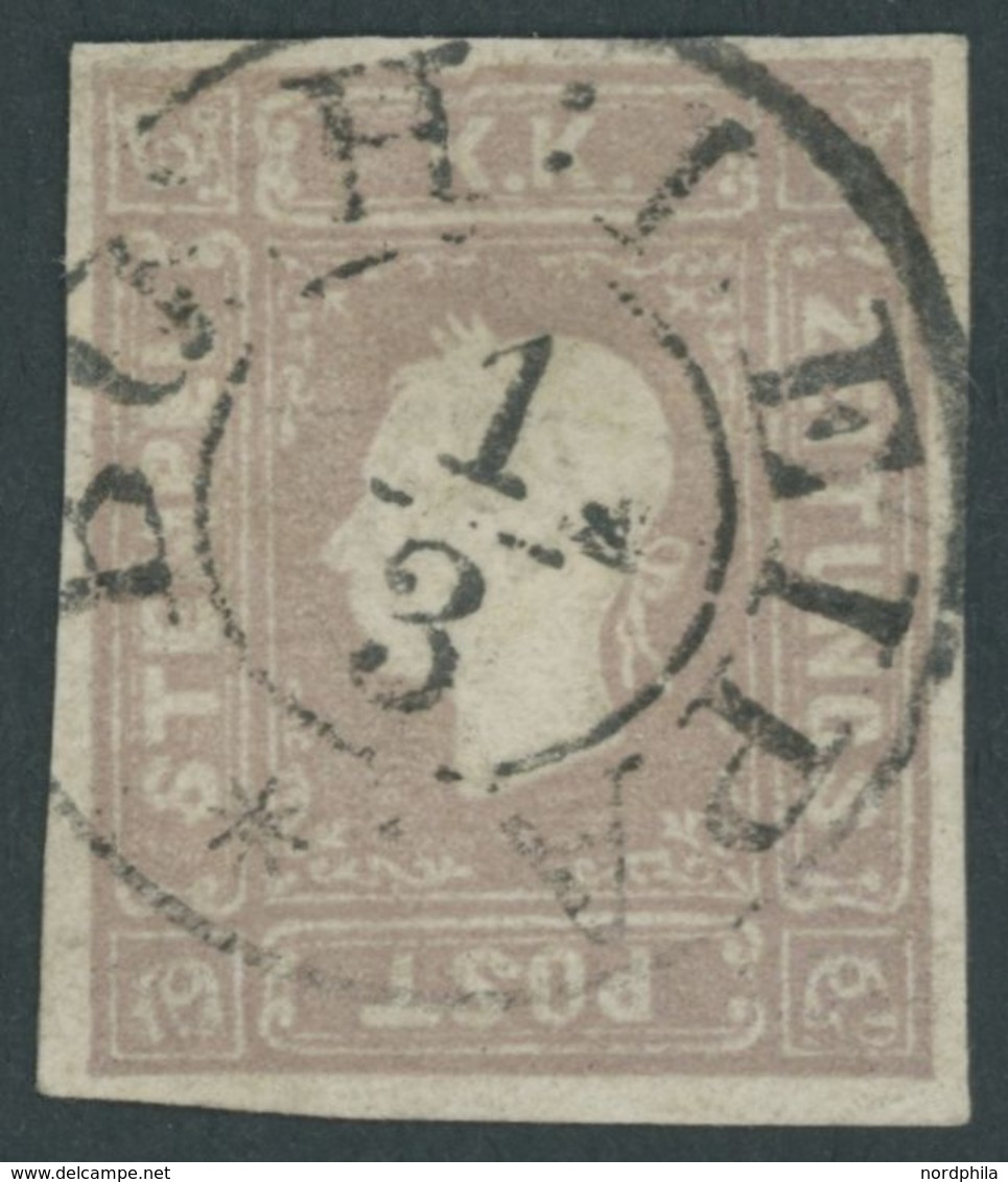 ÖSTERREICH BIS 1867 17 O, 1858, 1.05 Kr. Dunkellila, K2 BÖEH:LEIPA (Müller Nr. 268e), Pracht, Fotobefund Dr. Ferchenbaue - Used Stamps