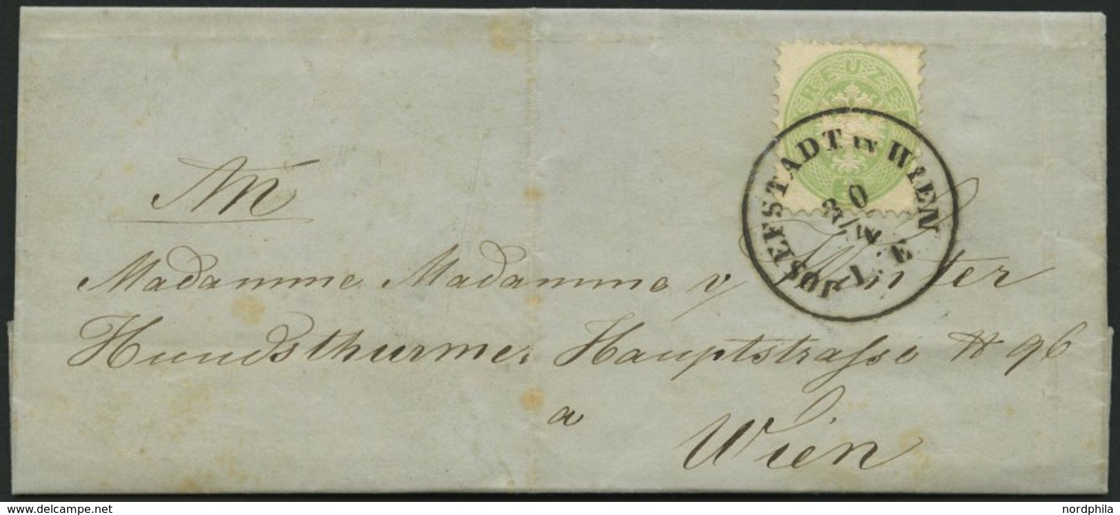 ÖSTERREICH 31 BRIEF, 1865, 3 Kr. Grün Auf Ortsbrief Von JOSEFSTADT IN WIEN Nach Wien, Pracht - Usados