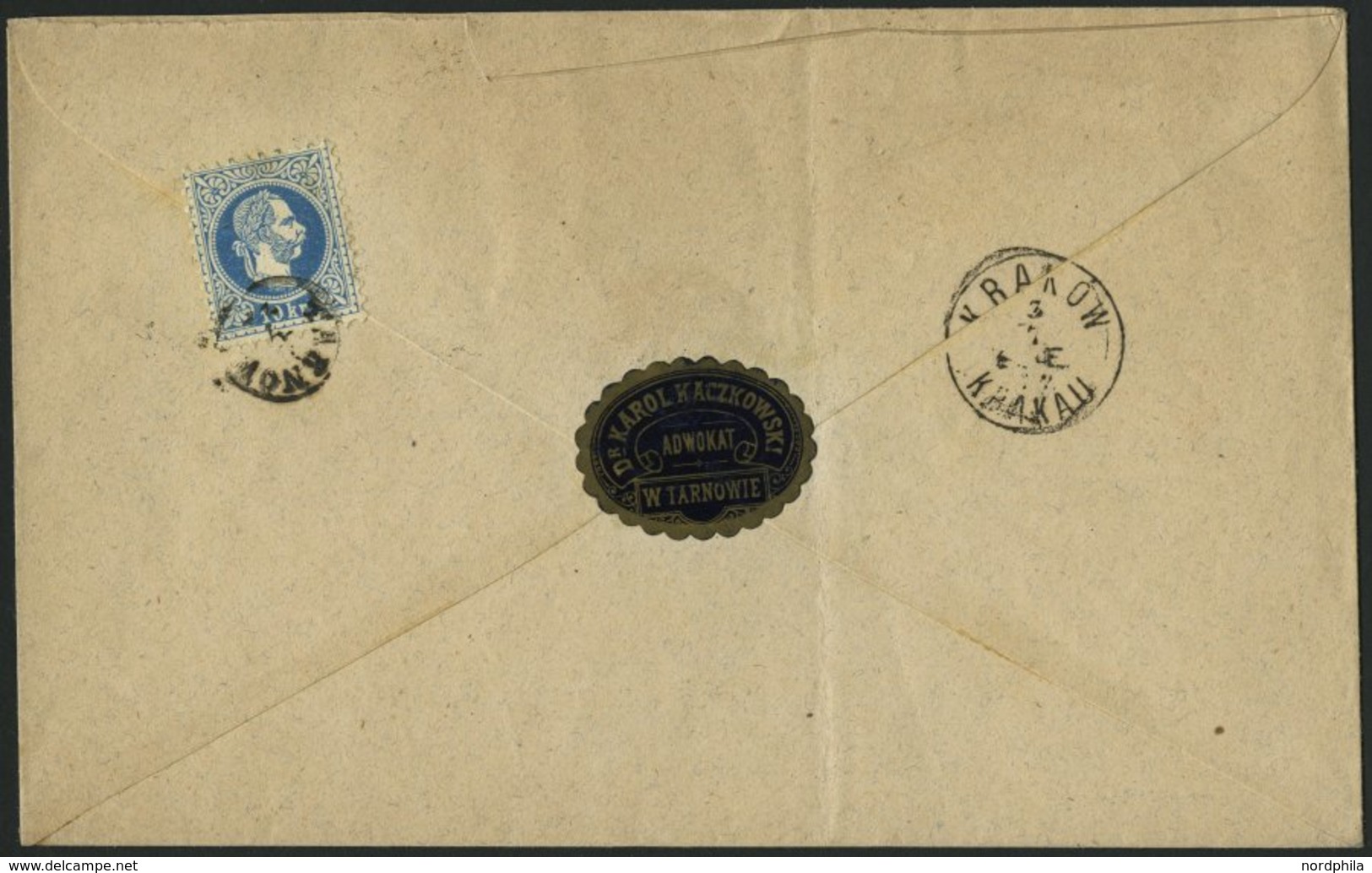 ÖSTERREICH 37I Paar,38I BRIEF, 1872, 5 Kr. Karmin Im Paar Und 10 Kr. Blau (rückseitig), Grober Druck, Mit Fingerhutstemp - Usati