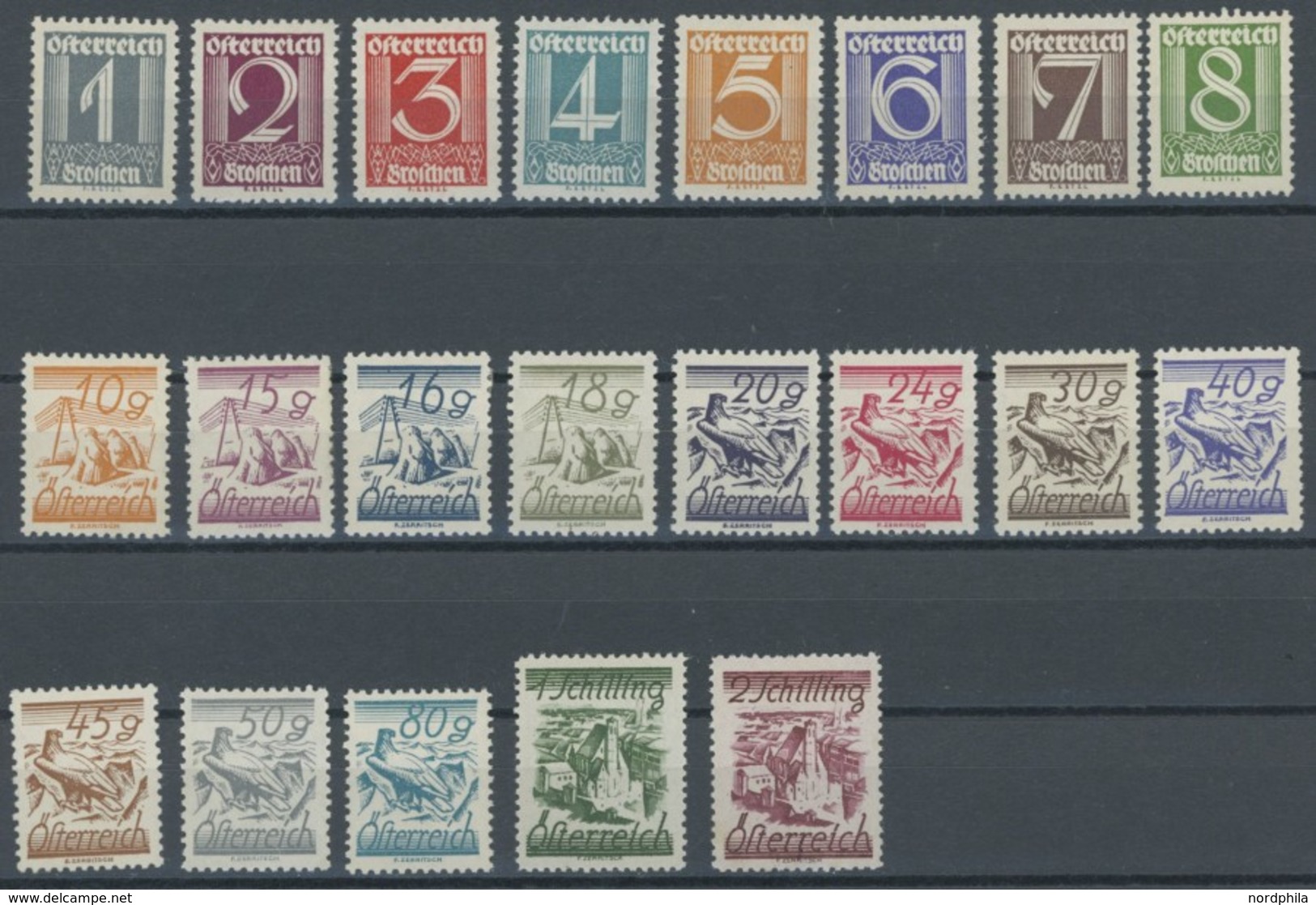 ÖSTERREICH 1918-1938 447-67 *, 1925, Schillingwährung, Ohne 4 G., Falzreste, 20 Prachtwerte - Autres & Non Classés