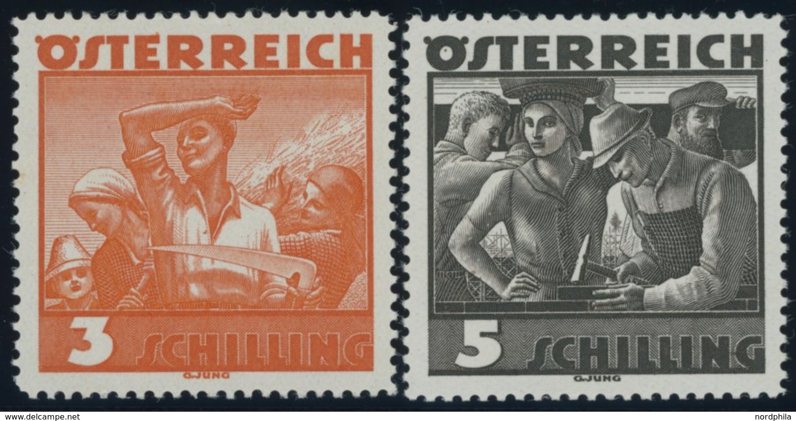 ÖSTERREICH 1918-1938 586/7 **, 1936, 3 Und 5 S. Trachten, Postfrisch, 2 Prachtwerte, Mi. 105.- - Other & Unclassified