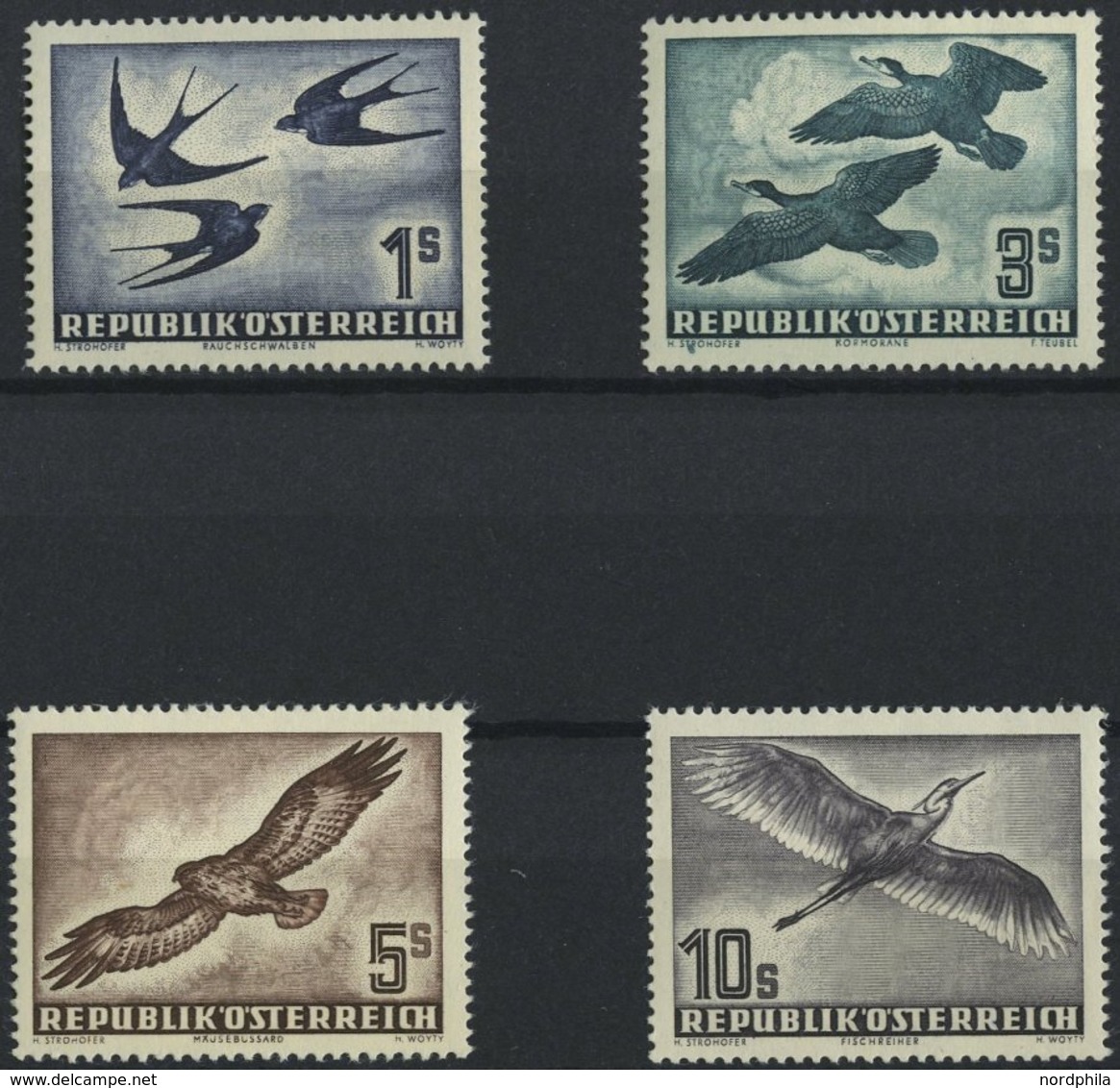 ÖSTERREICH 984-87 **, 1953, Vögel, Prachtsatz, Mi. 350.- - Gebraucht