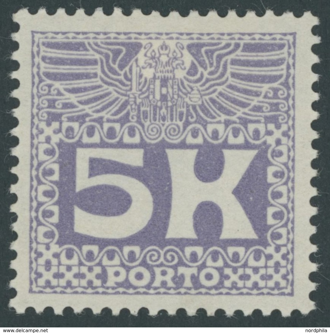 PORTOMARKEN P 45 *, 1911, 5 Kr. Violettgrau, Falzreste, Pracht, Mi. 100.- - Postage Due