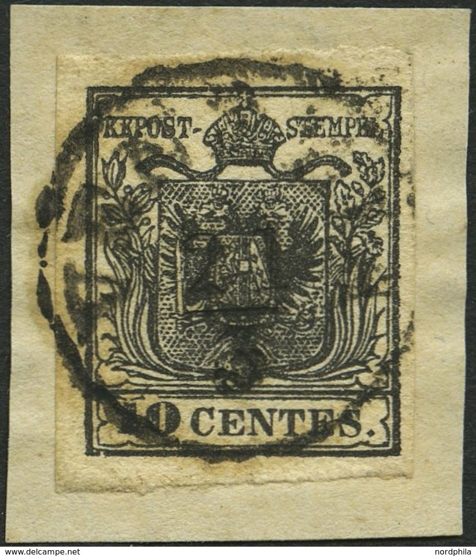 LOMBARDEI UND VENETIEN 2Xa BrfStk, 1850, 10 C. Schwarz, Handpapier, Type Ia, K1 VENEZIA, Prachtbriefstück, Fotobefund Dr - Lombardije-Venetië