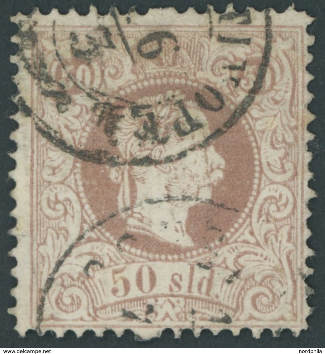 POST IN DER LEVANTE 7ICb O, 1867, 50 So. Rötlichbraun, Grober Druck, Gezähnt L 12, Pracht, Gepr. Hübner, Mi. 140.- - Oriente Austriaco