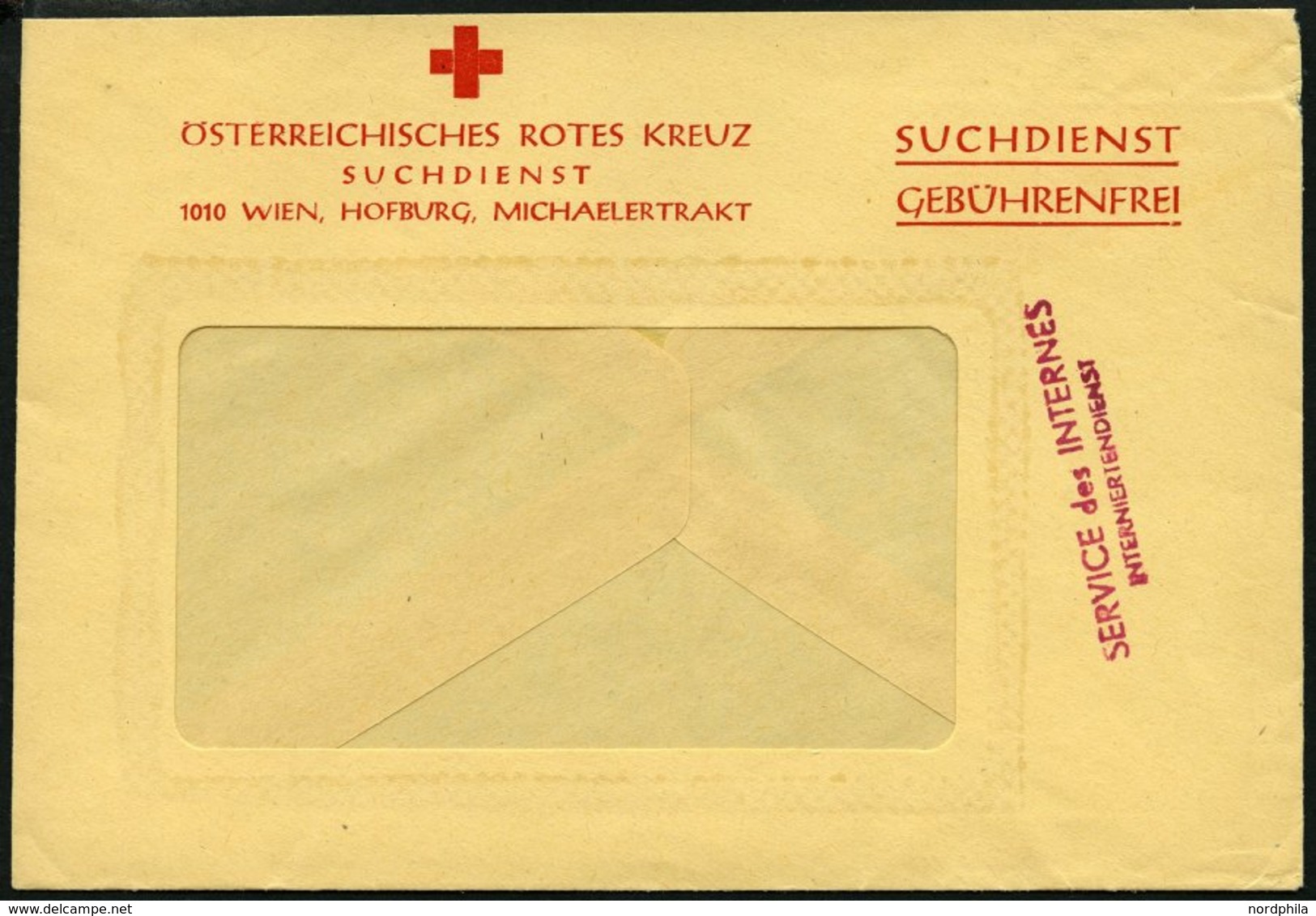 FELDPOST Ca. 1943, Fensterumschlag Gebührenfrei Für Den Suchdienst Des österreichischen Roten Kreuzes Der Abt. Für Inter - Autres & Non Classés