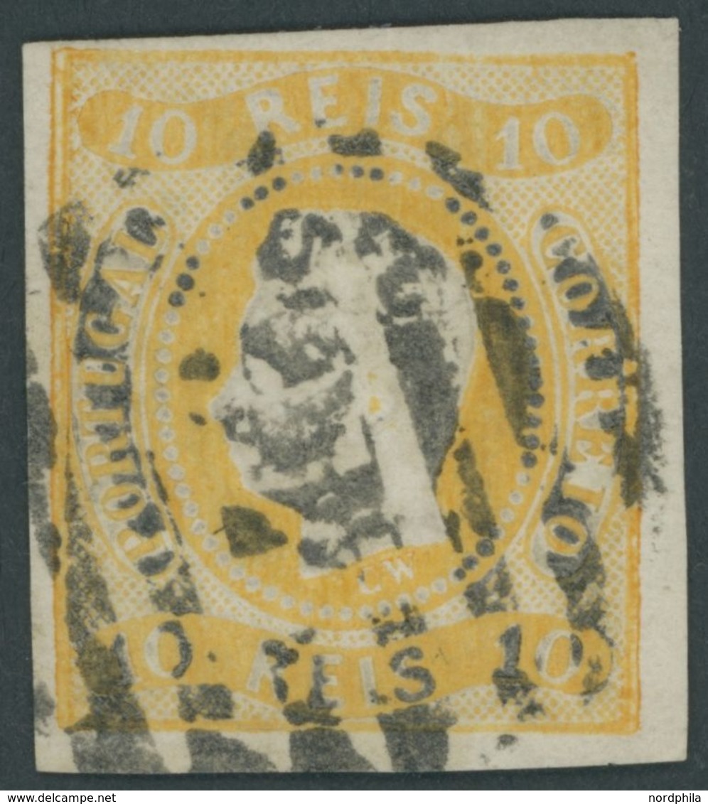 PORTUGAL 18 O, 1866, 10 R. Gelb, Pracht, Mi. 200.- - Gebruikt