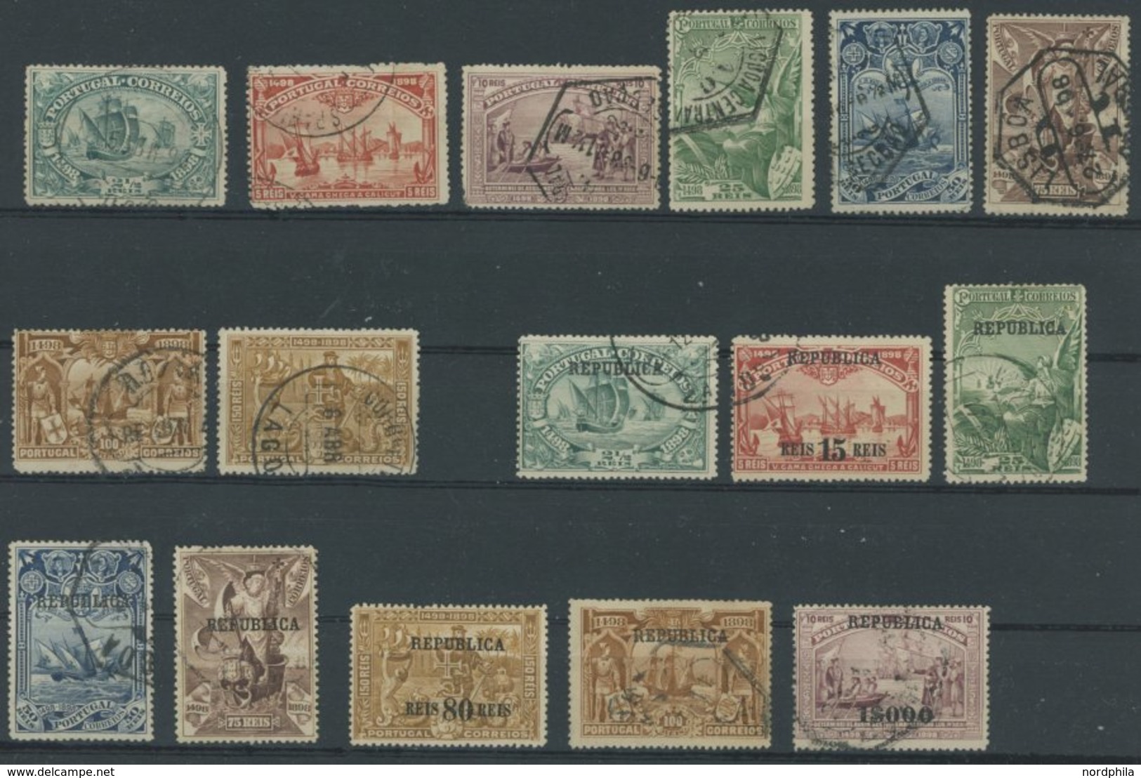 PORTUGAL 138-45,182-89 O, 1898/1911, Vasco Da Gama, Mit Und Ohne Aufdruck, Mi.Nr. 187 *, 2 Sätze Feinst/Pracht - Used Stamps