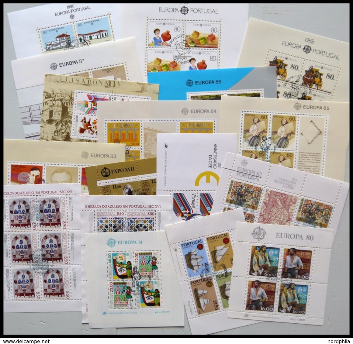 PORTUGAL Aus Bl. 29-71 O, 1980-90, 17 Verschiedene Blocks Mit Ersttagssonderstempeln, Pracht, Mi. 144.- - Used Stamps
