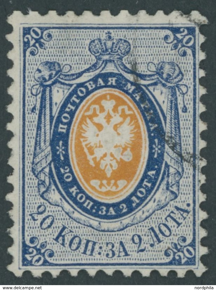 RUSSLAND 6 O, 1858, 20 K. Dunkelblau/gelborange, Pracht, Mi. 150.- - Otros & Sin Clasificación