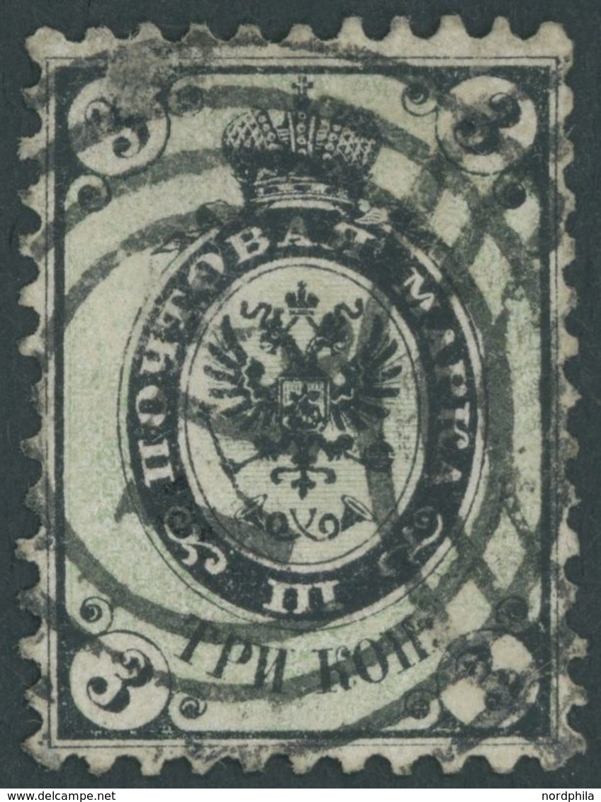 RUSSLAND 10 O, 1864, 3 K. Schwarz/mittelgrün, Nummernstempel 11, Feinst, Mi. 300.- - Otros & Sin Clasificación