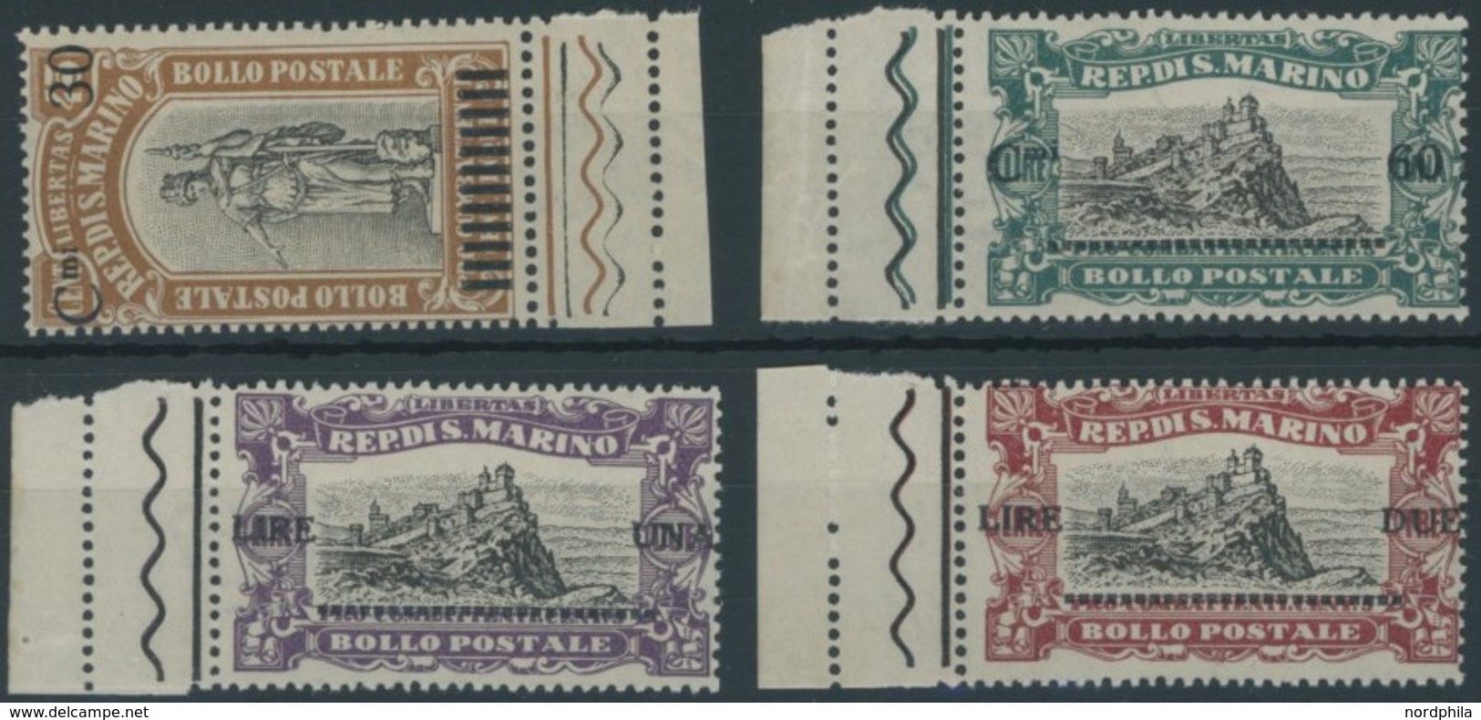 SAN MARINO 105-08 **, 1924, 30 C. Auf 45 C. - 2 L. Auf 3 L. Kriegsverletzte, Postfrischer Prachtsatz, Mi. 150.- - Other & Unclassified