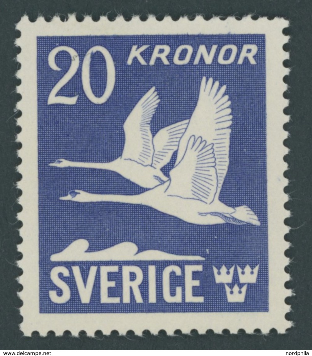 SCHWEDEN 290B *, 1942, 20 Kr. Schwäne, Vierseitig Gezähnt, Normale Zähnung, Pracht, Mi. 130.- - Used Stamps