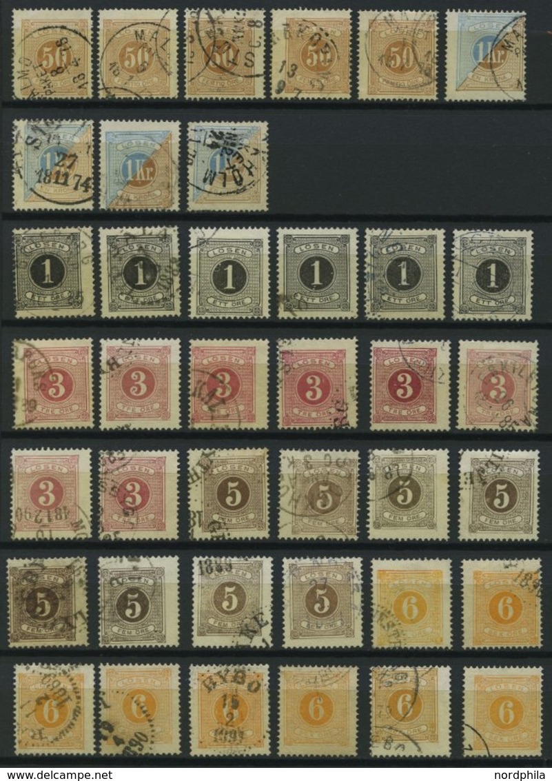 PORTOMARKEN P 1-10A,B O, 1874/77, Gestempelte Sammlung Lösen Von 134 Werten Mit Farbnuancen, Besseren Stempeln Etc., Fas - Usati