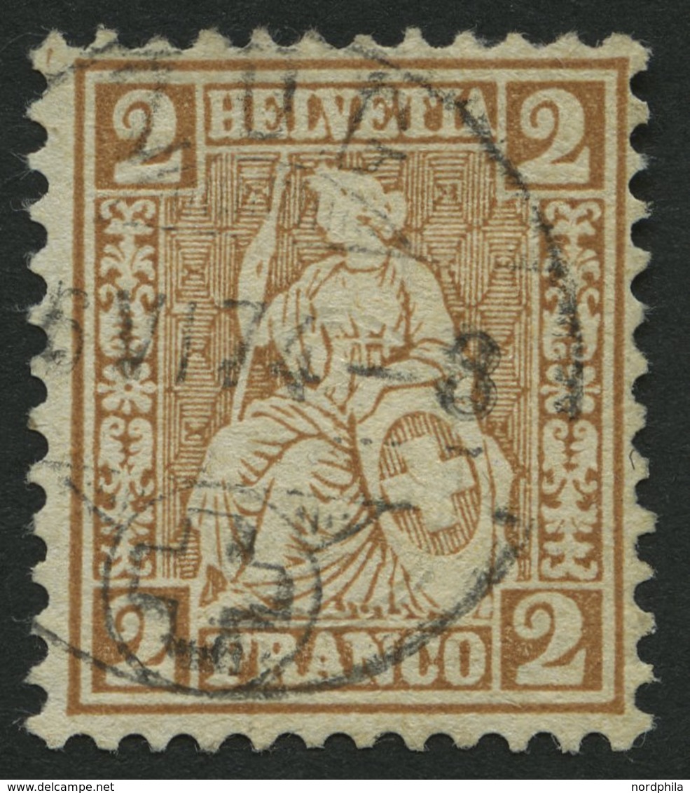 SCHWEIZ BUNDESPOST 29b O, 1867, 2 C. Rotbraun, Pracht, Mi. 240.- - Otros & Sin Clasificación