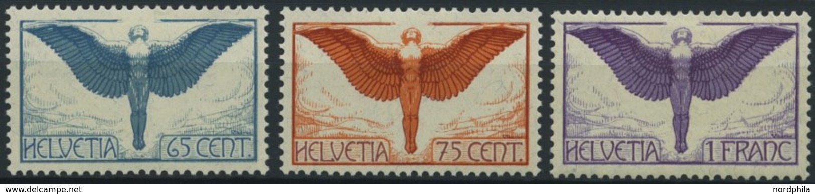 SCHWEIZ BUNDESPOST 189-91x *, 1924, Flugpostmarken, Gewöhnliches Papier, Falzrest, Prachtsatz - Other & Unclassified