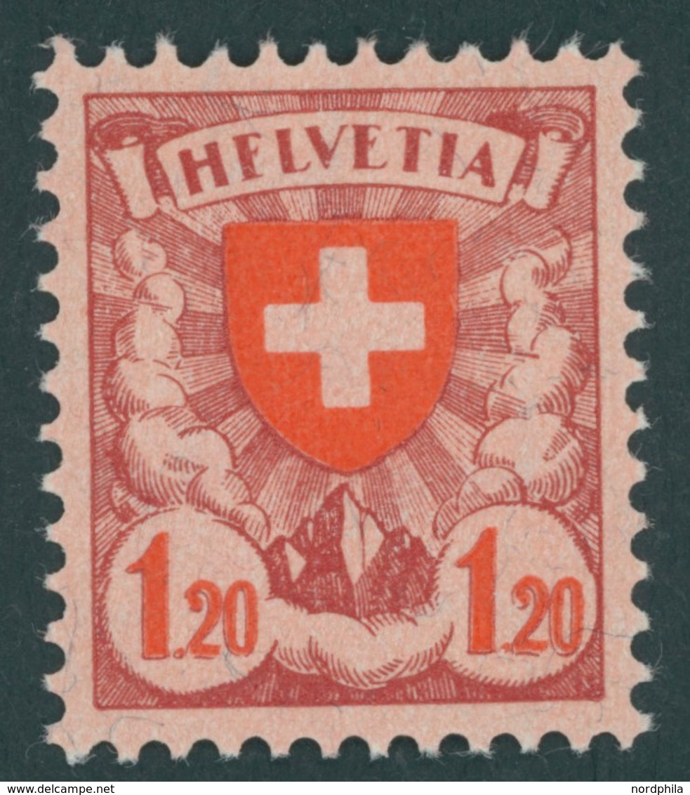 SCHWEIZ BUNDESPOST 195xI **, 1924, 1.20 Fr., Gewöhnliches Papier, Mit Abart Erstes E In Helvetia Wie F Pracht, Mi. 60.- - Sonstige & Ohne Zuordnung