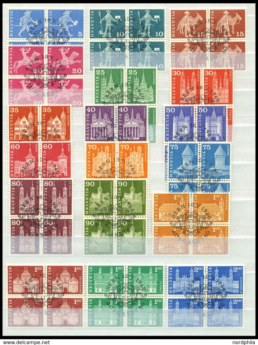 SCHWEIZ BUNDESPOST 696-713x VB O, 1960, Postgeschichtliche Motive Und Baudenkmäler, Normales Papier, In Viererblocks Mit - Autres & Non Classés