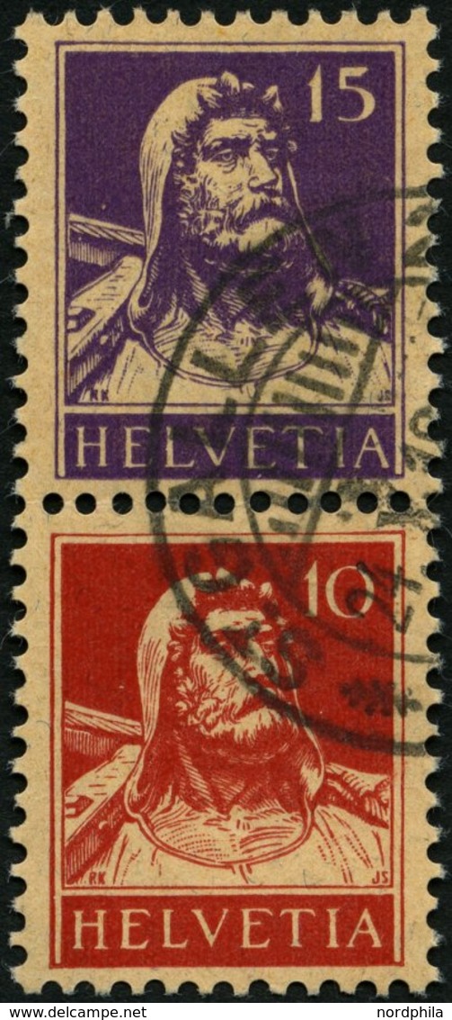 ZUSAMMENDRUCKE S 1 O, 1918, Tellbrustbild 15 + 10, Pracht, Mi. 140.- - Zusammendrucke