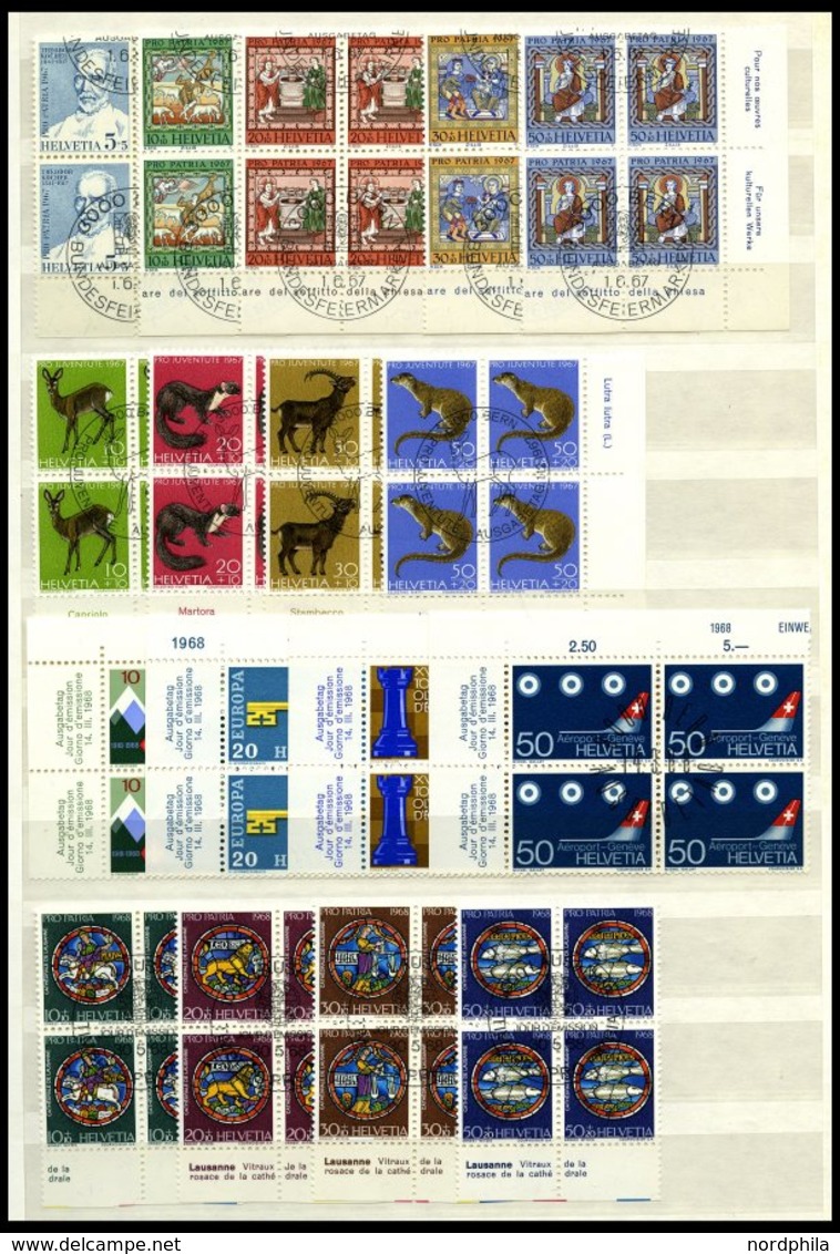 LOTS VB O, 1962-71, Saubere Partie Verschiedener Zentrisch Gestempelter Viererblocks, Nur Komplette Ausgaben, Pracht, Mi - Sammlungen