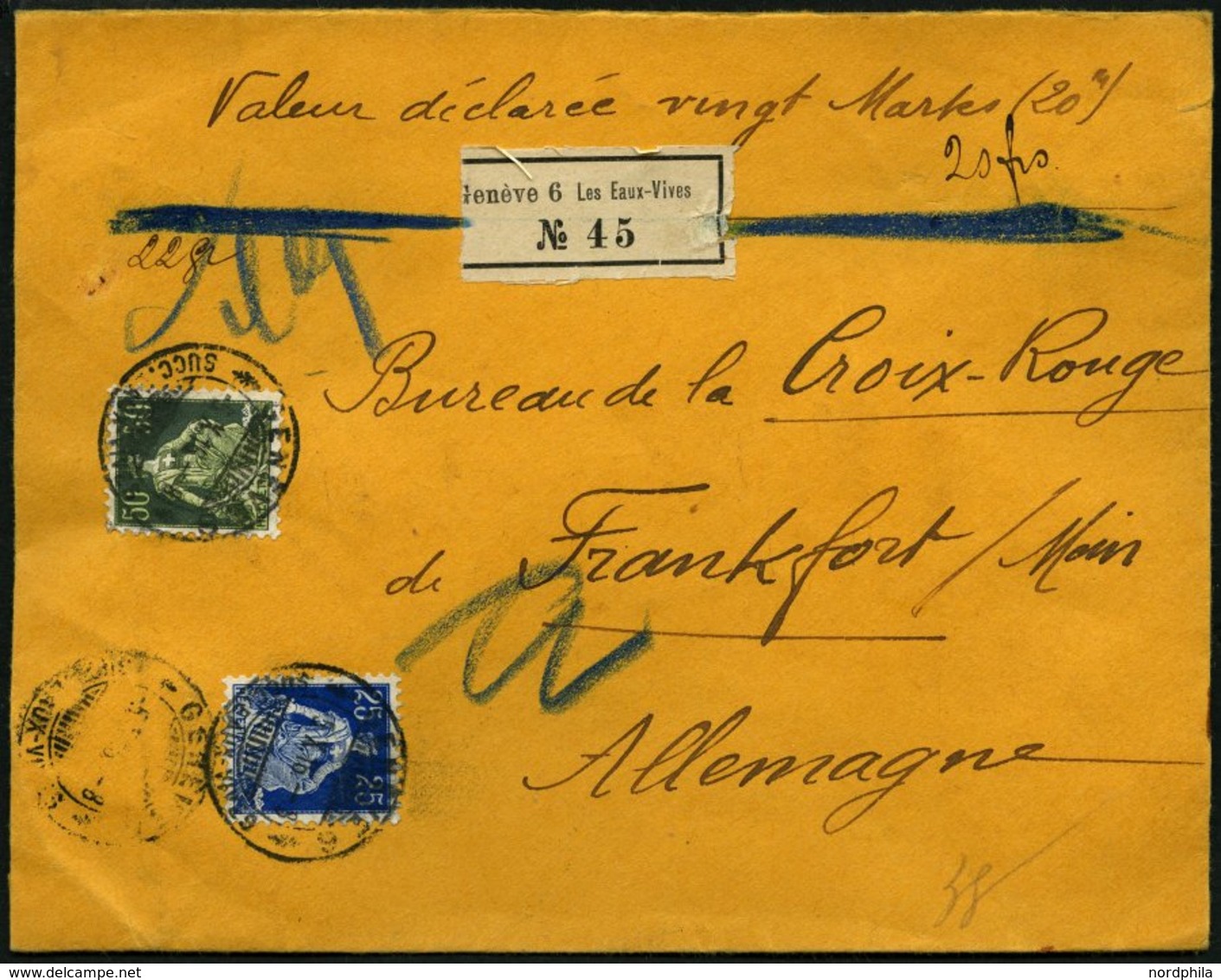 MILITÄRFELDPOST 103,107 BRIEF, 1916, Siegelbrief Eines Internierten An Das Rote Kreuz In Frankfurt/Main, Frankiert Mit 2 - Other & Unclassified