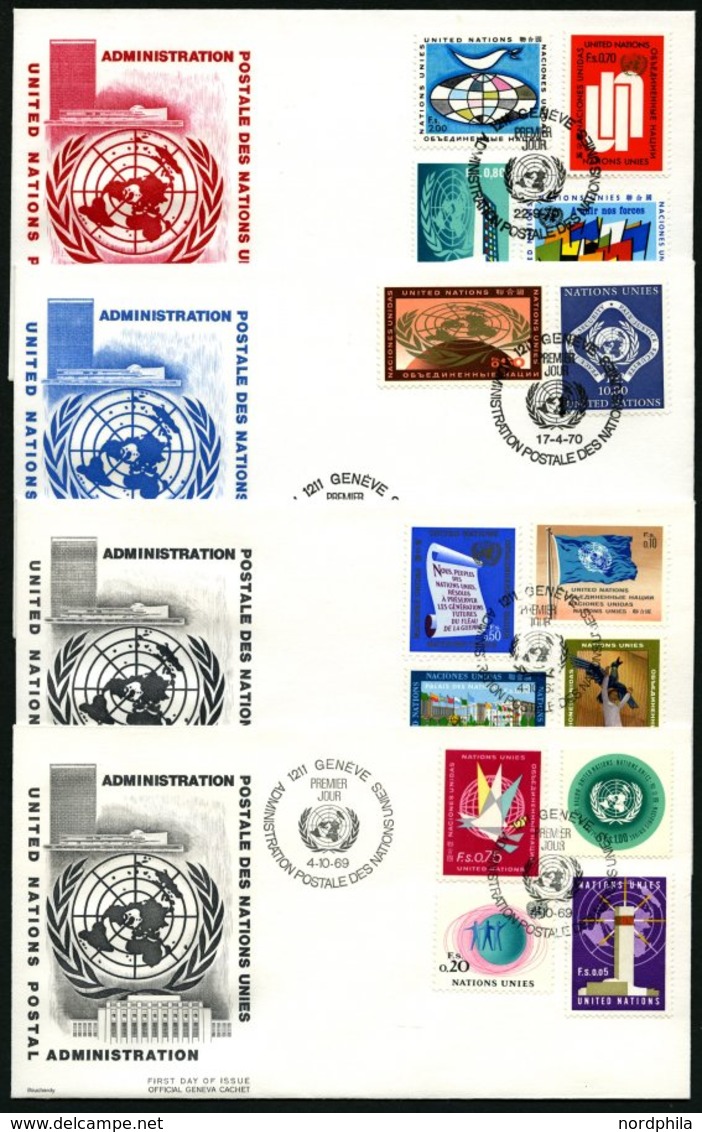 UNO - GENF 1-14 BRIEF, 1969, Freimarken Komplett Auf FDC`s, Pracht, Mi. 70.- - Andere & Zonder Classificatie