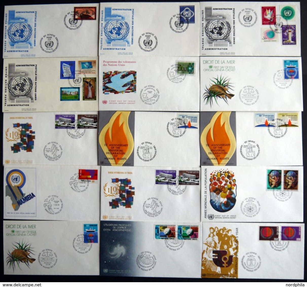 UNO - GENF 1969-85, 37 Verschiedene Offizielle FDC`s, Pracht - Andere & Zonder Classificatie