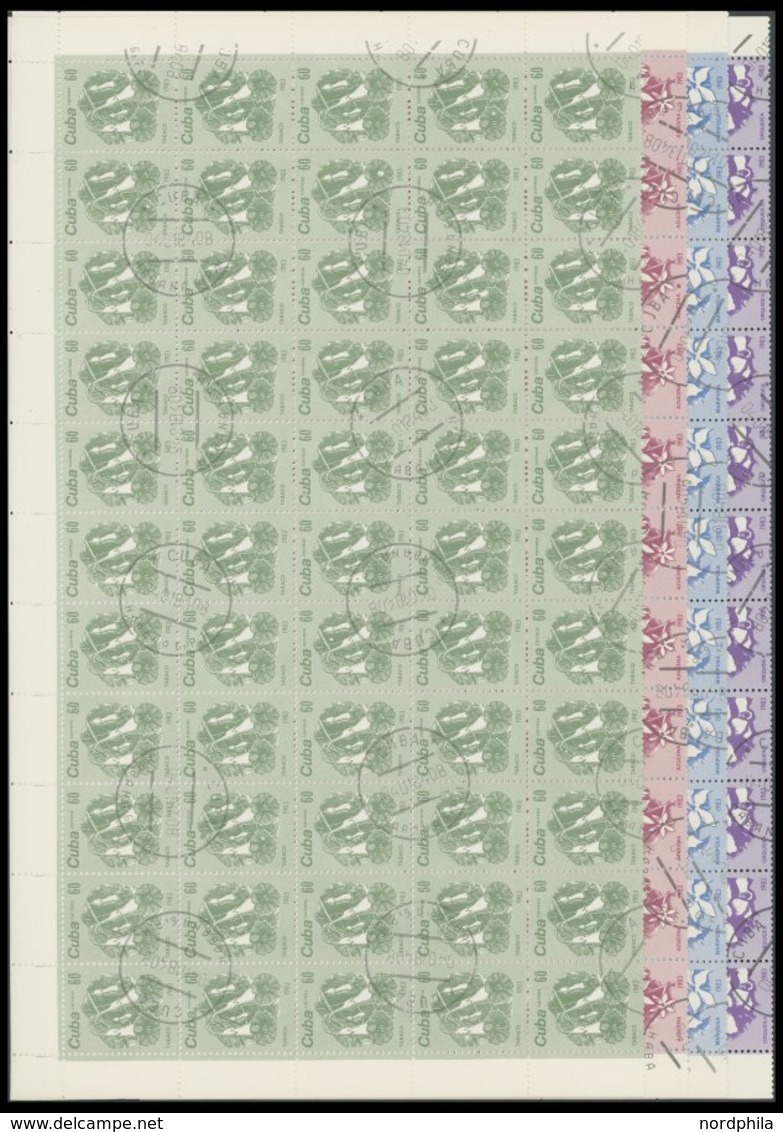 CUBA 2810-13 O, 1983, Blüten Im Bogensatz (100) Mit Zentrischen Stempeln, 1x Gefaltet, Pracht, Mi. 320.- - Other & Unclassified