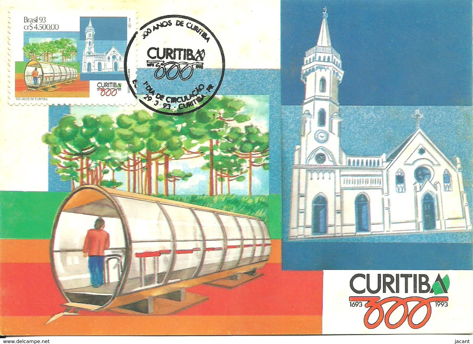 Carte Souvenir - Brasil - 300 Anos De Curitiba - Maximumkarten