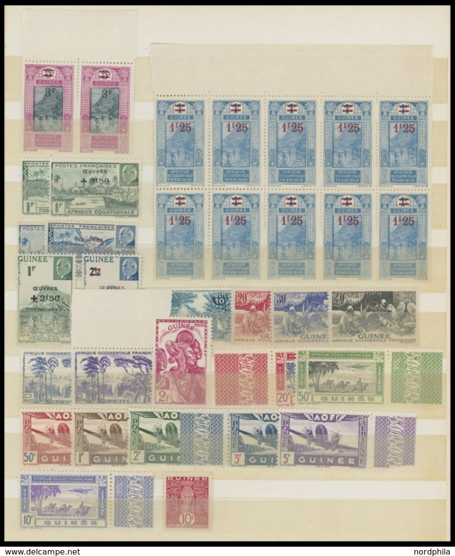 FRANZÖSISCH-GUINEA **, 1922-42, Kleine Postfrische Partie Meist Nur Bogenteile, Fast Nur Prachterhaltung - Altri & Non Classificati