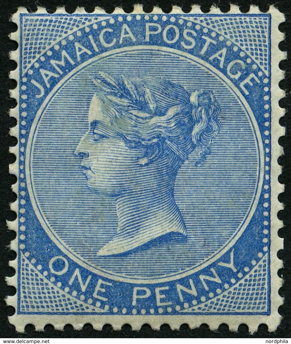 JAMAIKA 16 *, 1884, 1 P. Blau, Wz. CA Einfach, Falzreste, Pracht, Mi. 400.- - Jamaïque (...-1961)