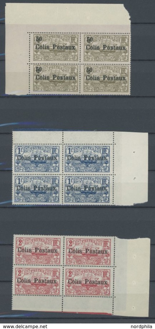 NEUKALEDONIEN P 1-3 VB **, Paketmarken: 1926, Colis Postaux In Eckrandviererblocks, Postfrisch, Pracht - Other & Unclassified