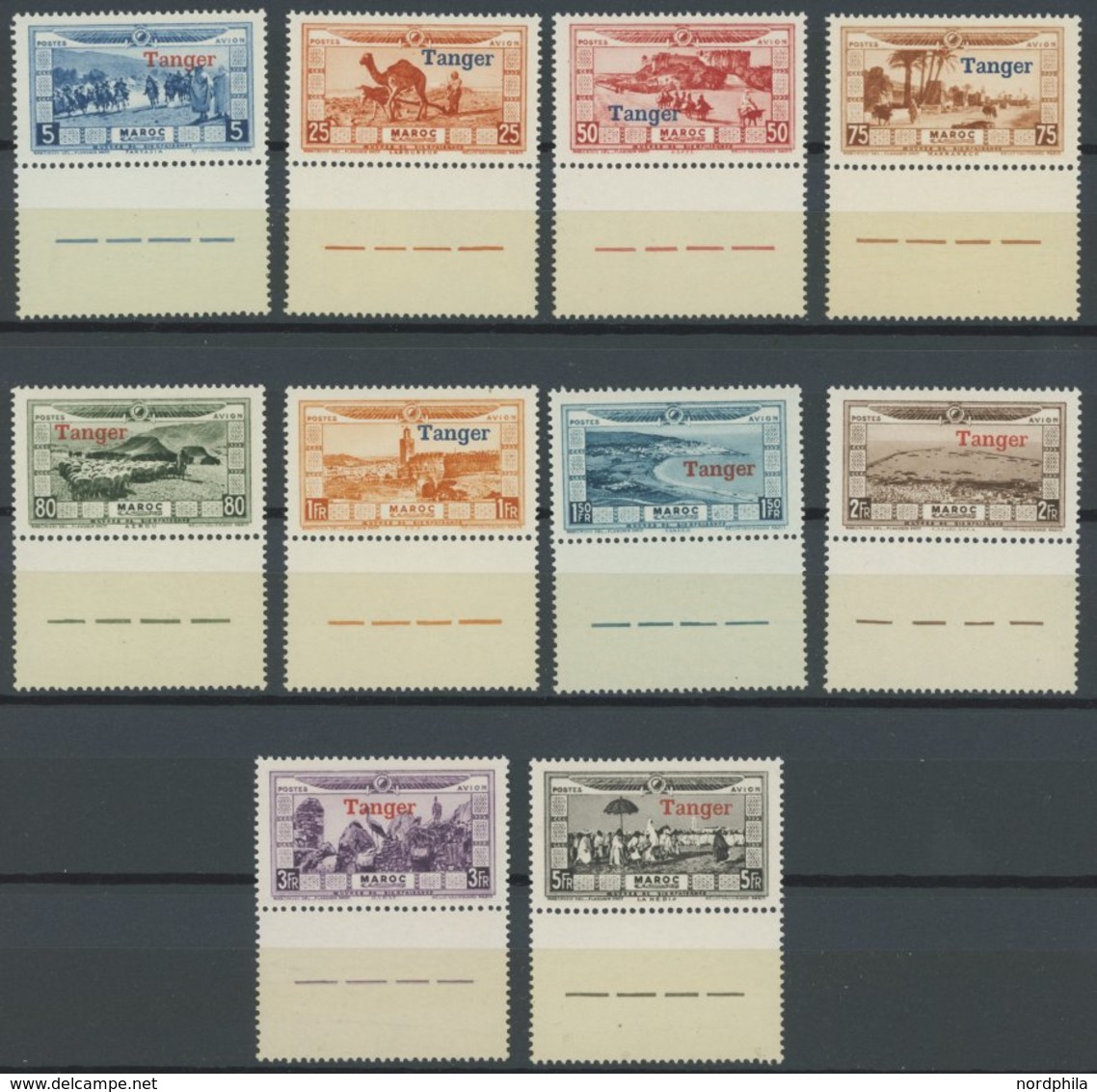 TANGER 19-28 **, 1929, Überschwemmungsopfer, Mit Unten Anhängenden Stegen, Postfrischer Prachtsatz - Unused Stamps