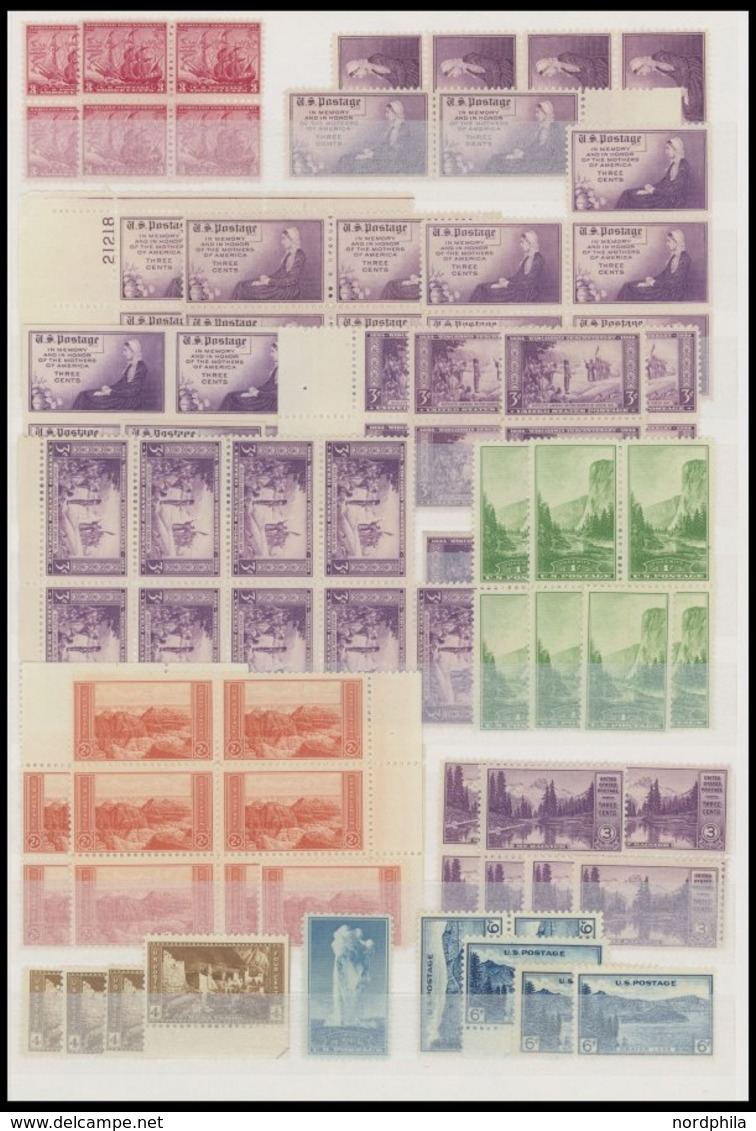 SAMMUNGEN, LOTS **, Postfrische Partie USA Von 1909-52 Mit Vielen Blockstücken Und Blocks, Fast Nur Prachterhaltung - Collezioni & Lotti