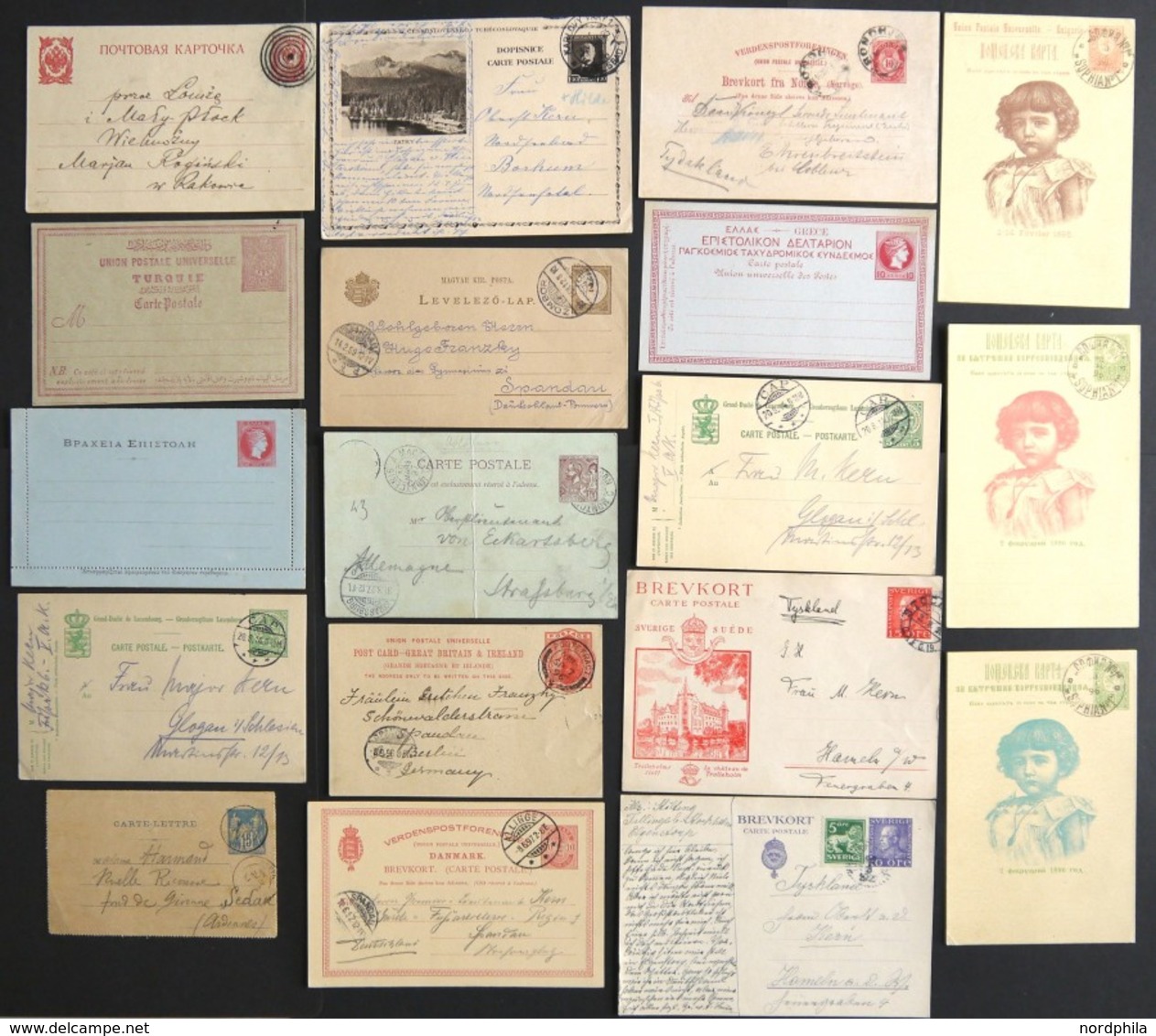 SLG., LOTS EUROPA 1886-1923, 16 Verschiedene Ganzsachenkarten Und 2 Ganzsachen-Kartenbriefe, Gebraucht Und Ungebraucht V - Otros - Europa
