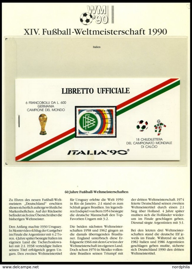 SPORT **,o,Brief , XIV. Fußball-Weltmeisterschaft 1990 In 3 Spezialalben, Mit Blocks, Kleinbogen, Markenheftchen, FDC`s, - 1990 – Italy