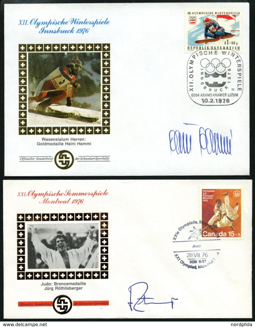 SPORT 1976, Olympische Spiele, Partie Von 64 Sonderbelegen Der Schweizer Sporthilfe, U.a. 2 Münzenbriefe, Diverse Belege - 1990 – Italien