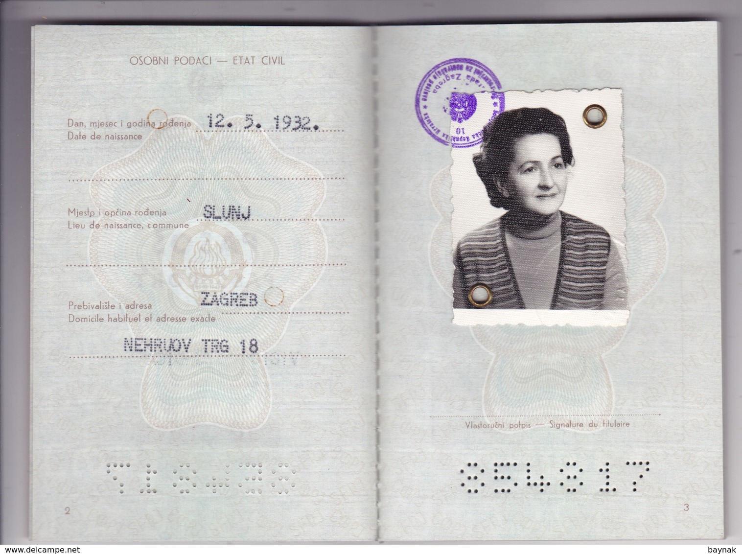 P1  --  SFR YUGOSLAVIA   ---  PASSPORT  --  LADY PHOTO --   1978 - Historische Dokumente