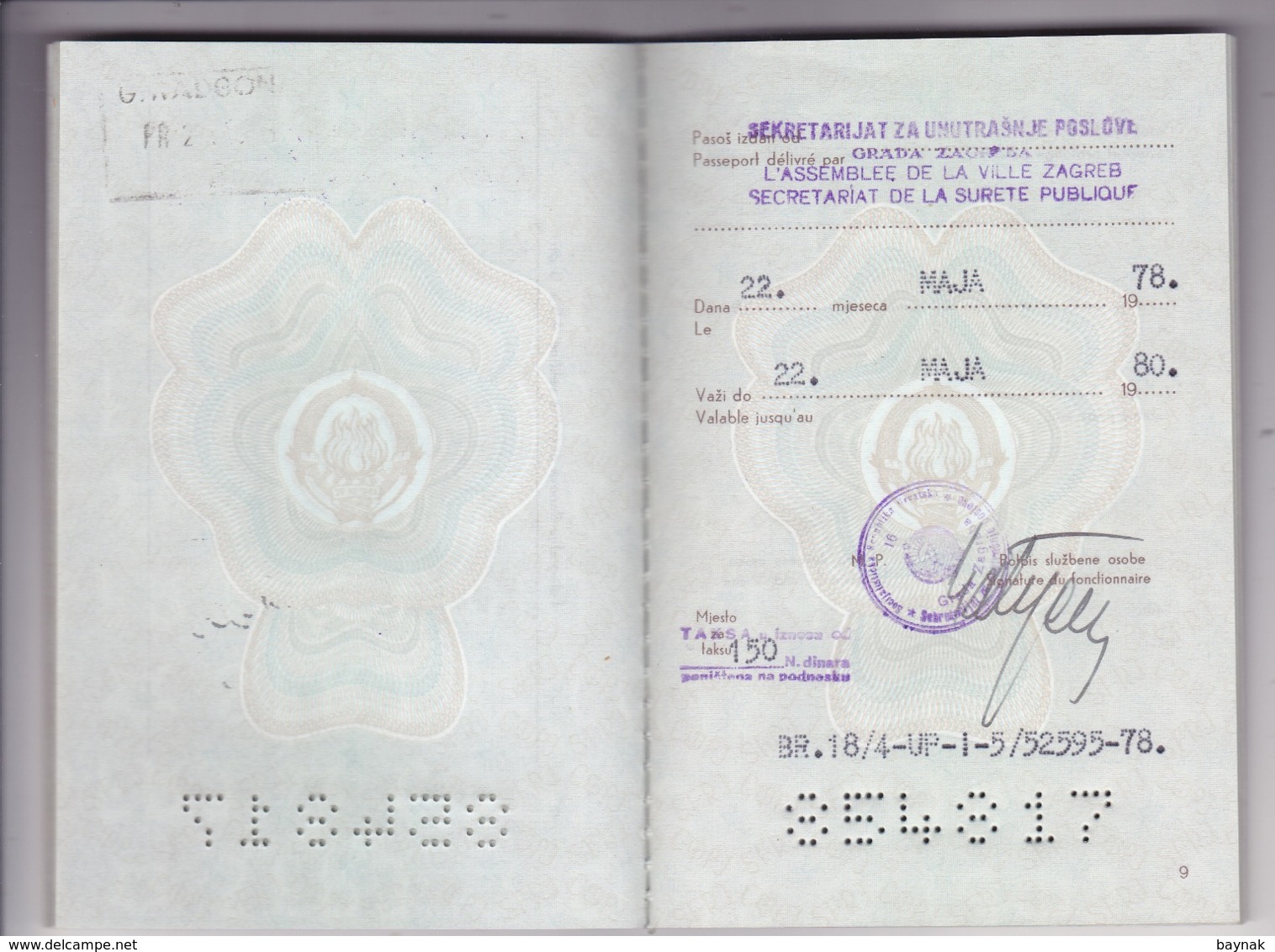 P1  --  SFR YUGOSLAVIA   ---  PASSPORT  --  LADY PHOTO --   1978 - Historische Dokumente