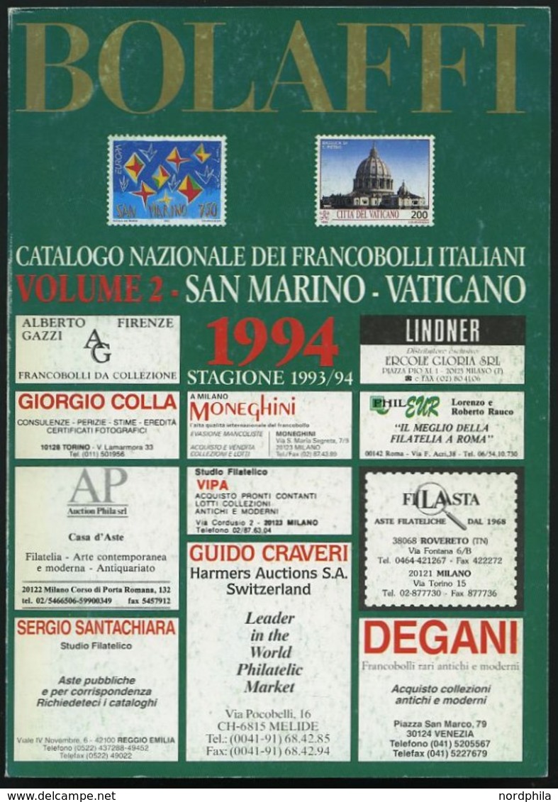 PHIL. LITERATUR Bolaffi 1994 - Catalogo Nazionale Dei Francobolli Italiani, Volume 2, 262 Seiten, In Italienisch - Filatelia E Historia De Correos