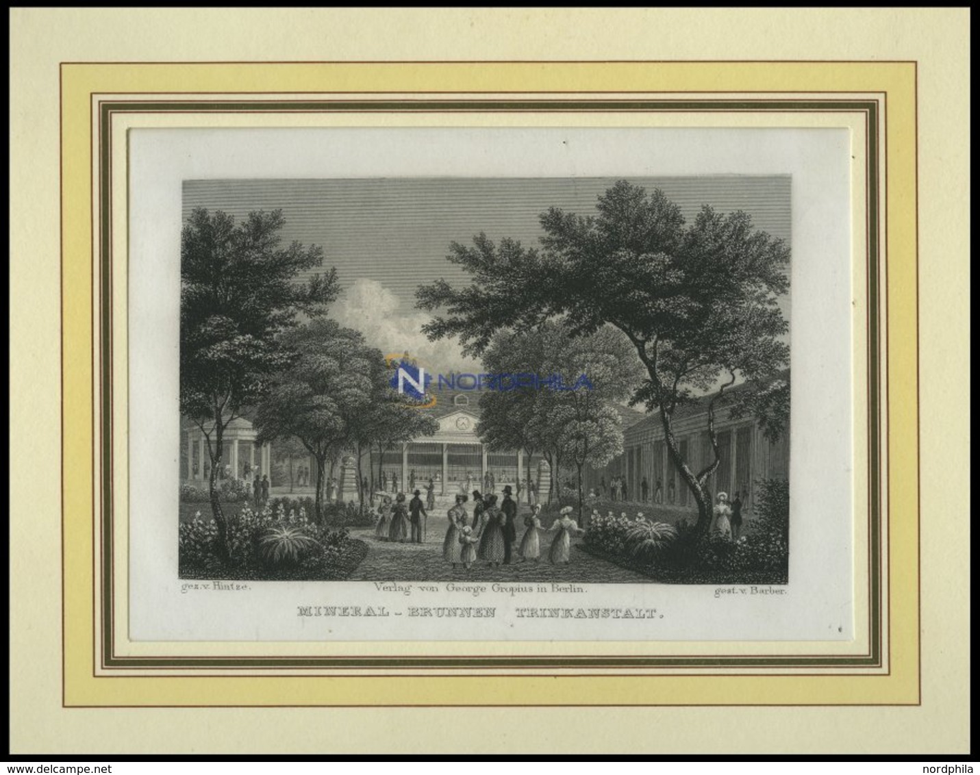 BERLIN: Mineralbrunnen-Trinkanstalt, Sta.St. Von Hintze/Barber Um 1833 - Lithographies