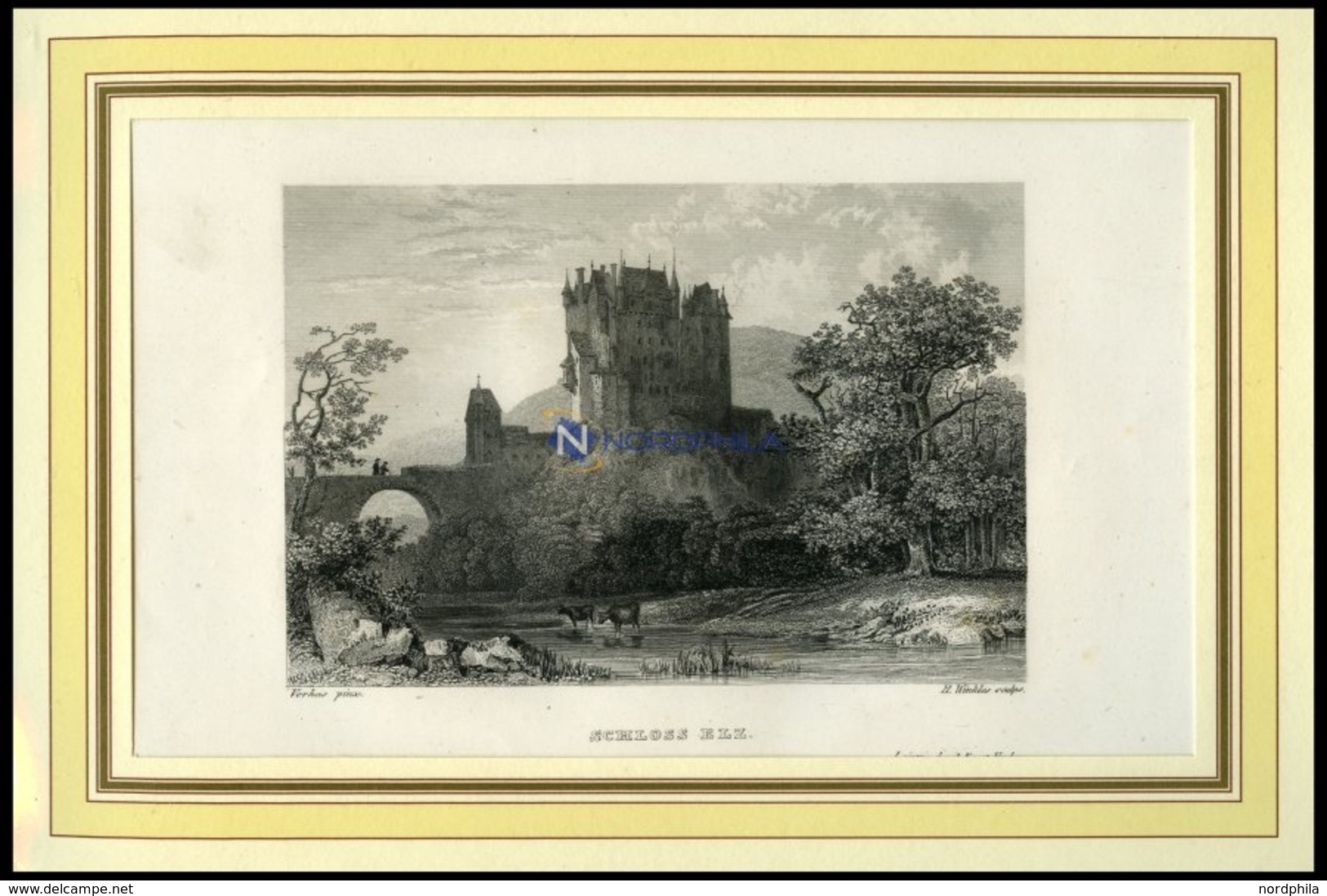 Schloß ELZ, Stahlstich Von Verhas/Winkles Um 1840 - Lithographies