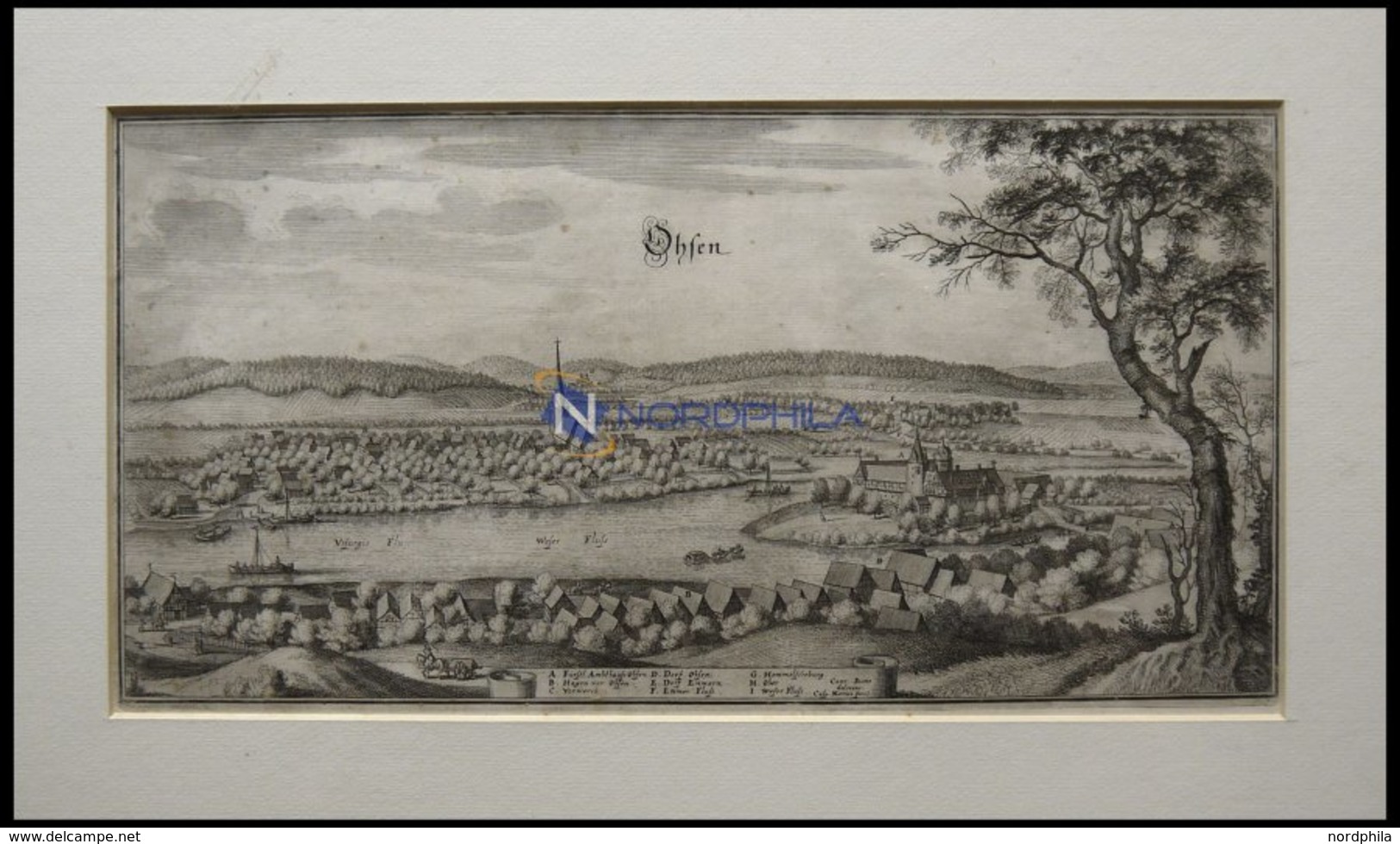 HAGENOHSEN, Gesamtansicht, Kupferstich Von Merian Um 1645 - Lithografieën