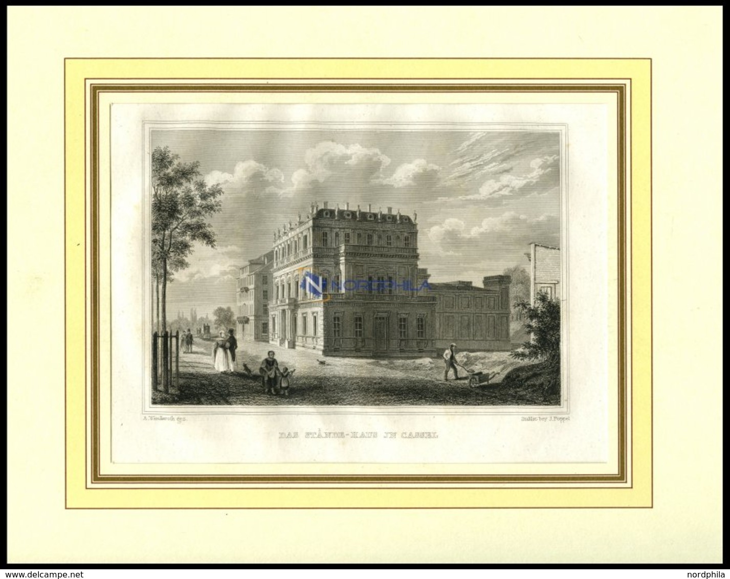 KASSEL: Das Ständehaus, Stahlstich Von Wenderoth/Poppel, 1840 - Lithographien